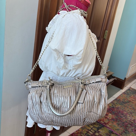Coach Madison Sophia leather gathered silver gray Satchel shoulder bag 18620 - Picture 2 of 12